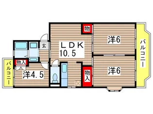 ビュ-バレ-朝日ヶ丘【2階】の間取り