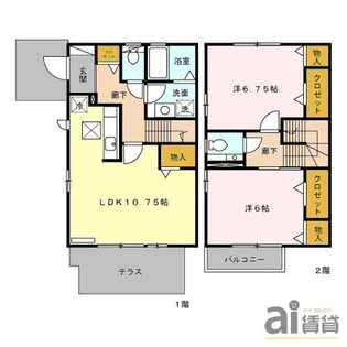東京都小平市小川町1【アパート】の間取り