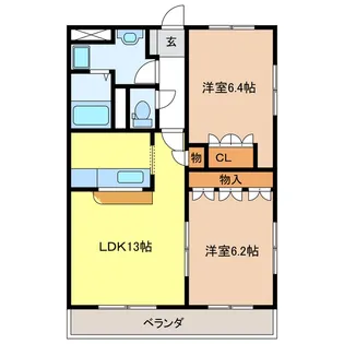 サンタモニカ長良【3階】の間取り