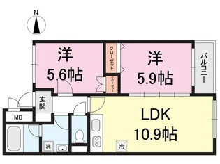 ヴィラ城所【1階】の間取り