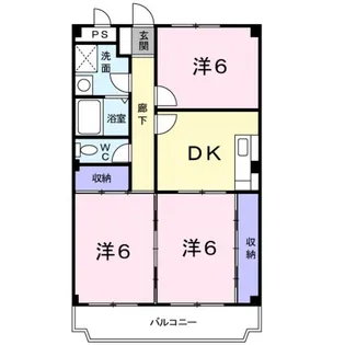 ニューマリッチフジモト【3階】の間取り