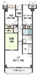 ファミリア三国【4階】の間取り