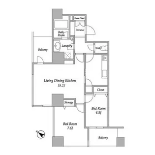 プラザタワー勝どき【9階】の間取り