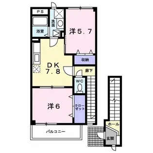 グレイスコート新屋A【2階】の間取り