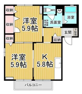 エスペランサ仁神堂B【2階】の間取り