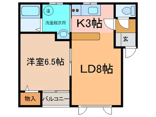K&KコーポラスD【2階】の間取り