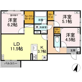 セレスティア中央 II【2階】の間取り