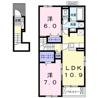 メゾン グレーヌ 塩屋A【2階】の間取り