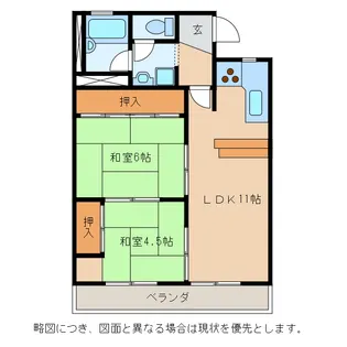 八日市ハイツ【2階】の間取り