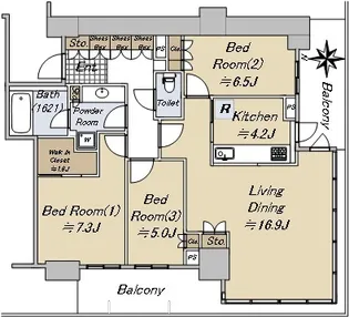 グランドメゾン新梅田タワーTHE CLUB RESIDENCE【33階】の間取り