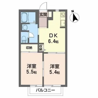 シャンボールハウス D【1階】の間取り