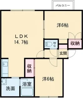 フリューゲル【1階】の間取り