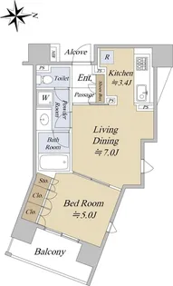 プラネスーペリア京都四条河原町【5階】の間取り