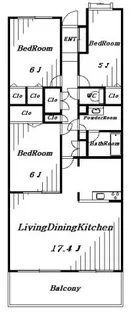 リーベスト西千葉【6階】の間取り