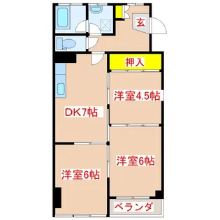 ロワイヤルヒルズ壱番館【6階】の間取り