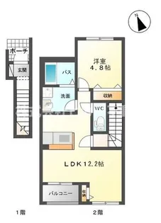【2階角部屋】アーバンヒルズ鹿島【2階】の間取り