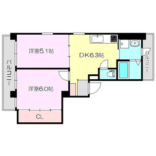 2DKの間取り画像