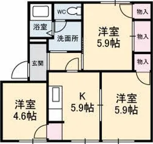 Aハイツ光井【1階】の間取り