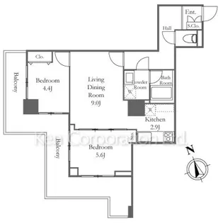 2LDKの間取り画像