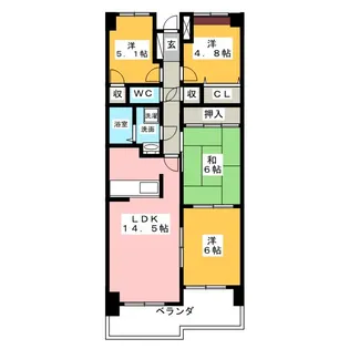 シティファミリー八事N棟【7階】の間取り