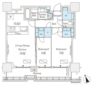 ロイヤルパークス品川【10階】の間取り