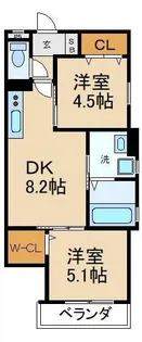 クリエオーレ北中振【1階】の間取り