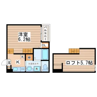 ユナプレイス宮城野【1階】の間取り