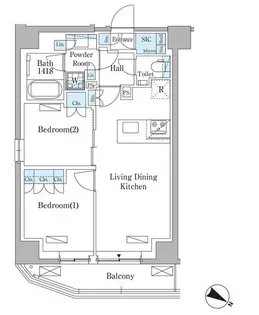 パークアクシス赤坂山王【13階】の間取り