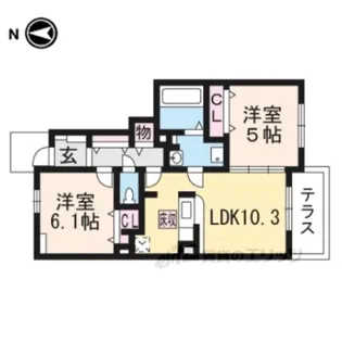 ウッディオアシス2【1階】の間取り