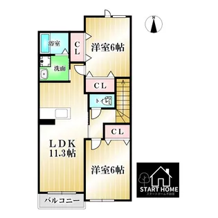 カトル・セゾンII【2階】の間取り