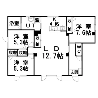 文苑3丁目1棟2戸【1階】の間取り