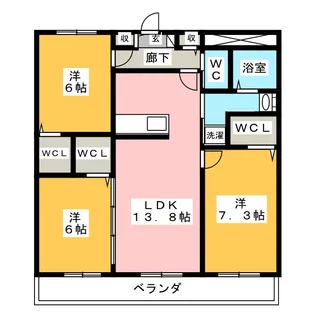 ラ ヴィ ベール【1階】の間取り