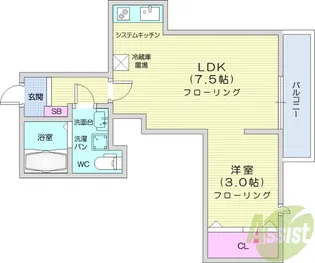 メリディアン白鳥【3階】の間取り