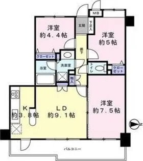 ボヌール八王子【5階】の間取り