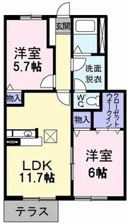 ロワポワール【1階】の間取り