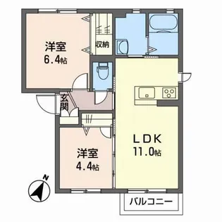 シャーメゾン アミティエII【2階】の間取り