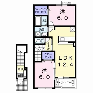 サニープレイスB【2階】の間取り