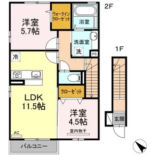 リヴェールパレス B棟【2階】の間取り