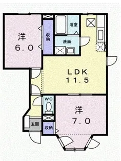 ウエストリバーA【1階】の間取り