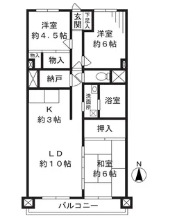 宮前平富士通ハイツB棟【5階】の間取り