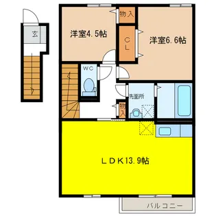 岐阜県羽島郡笠松町円城寺【アパート】の間取り