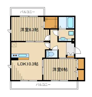 2LDKの間取り画像