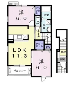 2LDKの間取り画像