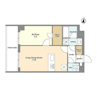 メゾンドオンディーヌ【1階】の間取り