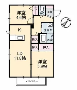 レジデンス高砂【1階】の間取り