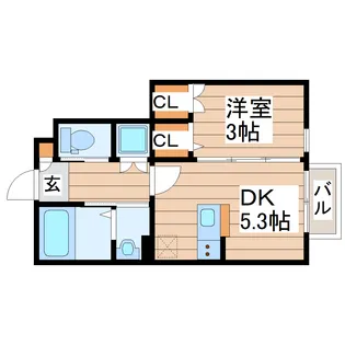 レスタル長町【1階】の間取り