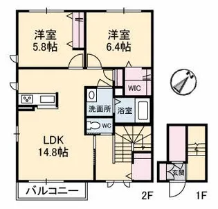 シャーメゾンATTENDER III【2階】の間取り