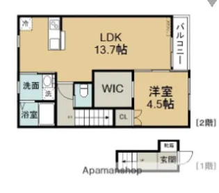 アスタリスクA【2階】の間取り