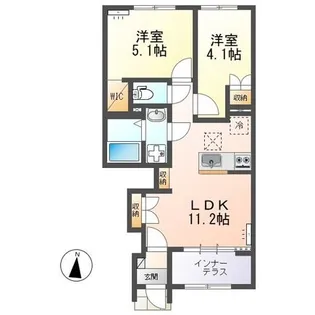 ラ・クラリエール(La Clairiere)【1階】の間取り