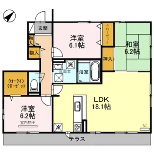 くみの木ヒルズII【1階】の間取り